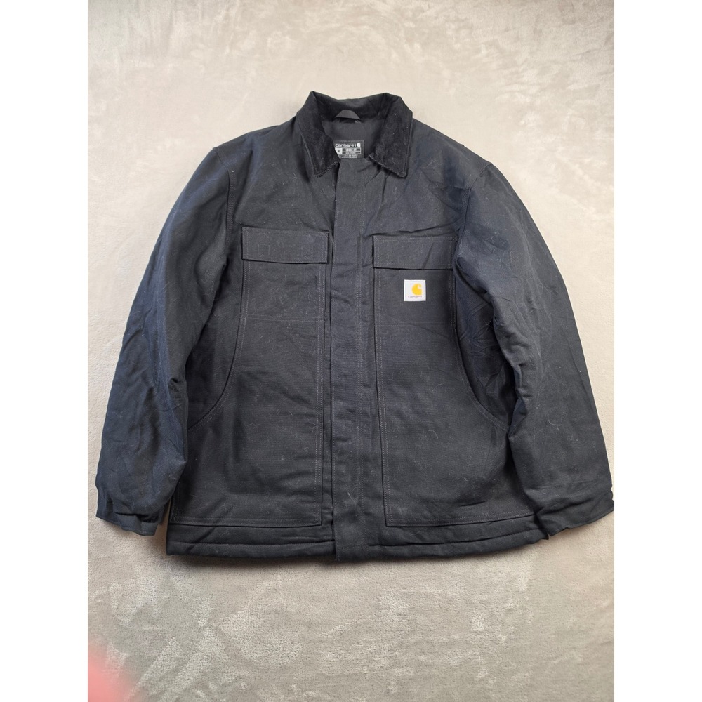 Carhartt Traditional Arctic Coat Mens M Black Canvas Loose Fit Lined OC0003